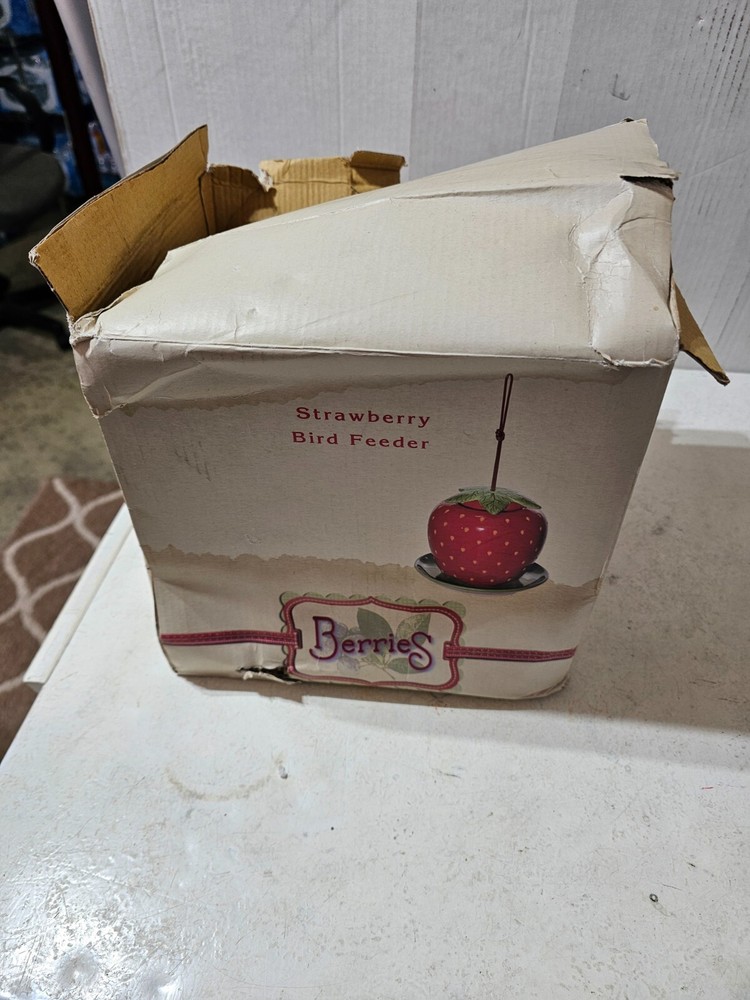 Ceramic Strawberry Hanging Bird Feeder - Cracker Barrel Original