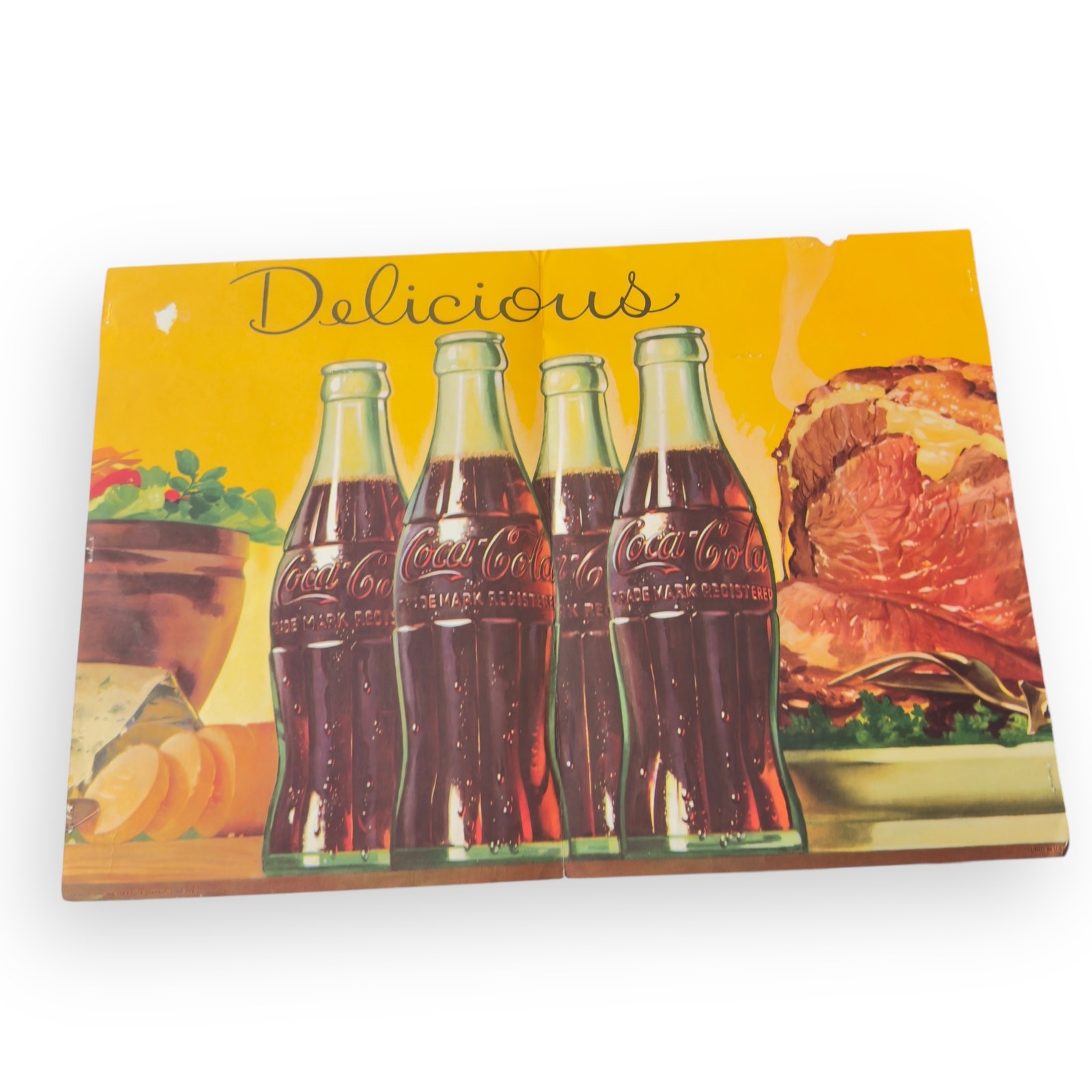 Vintage 1956 Rare Coca Cola Store Sign Original Coke Lithograph 14” x 20” READ