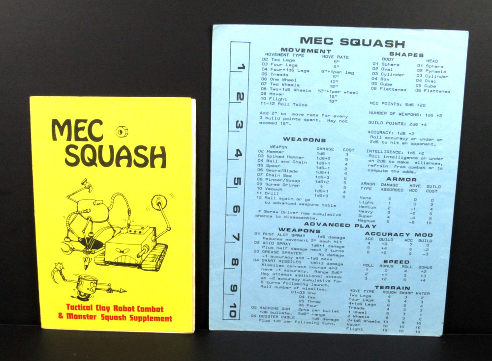 1983 Tri-Tac Mec Squash Monster Squash Supplement Robot Combat Has Chart