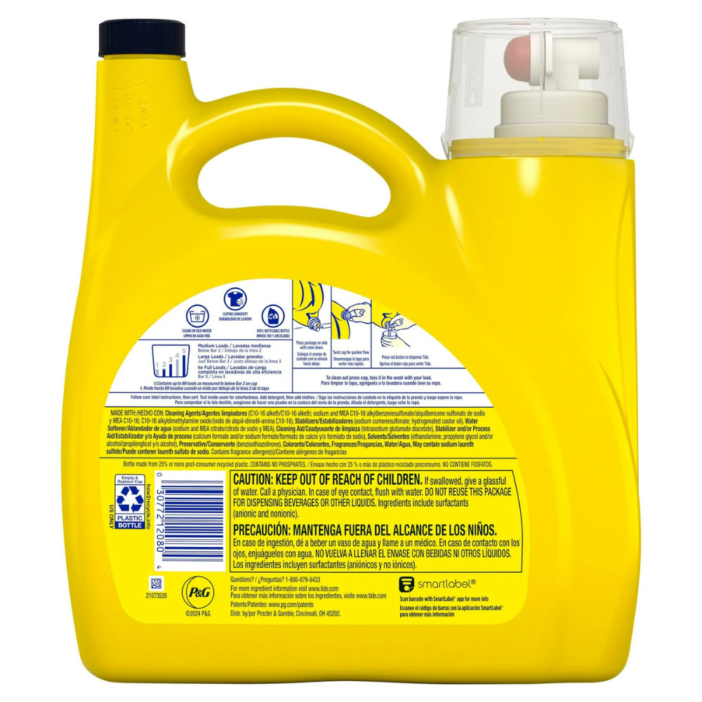 Tide Simply Laundry Detergent Liquid, Berry Blossom Scent, 117 fl oz, 89 Loads