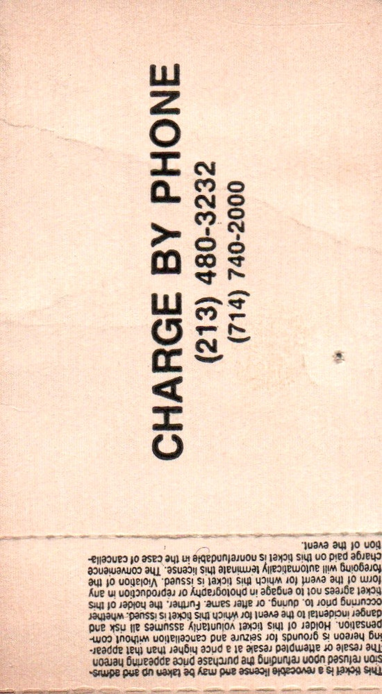 Accept / Roughcutt Vintage Ticketmaster Ticket Stub