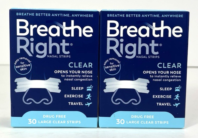 Breathe Right Clear Large Sensitive Nasal Strips Lot 2 Boxes