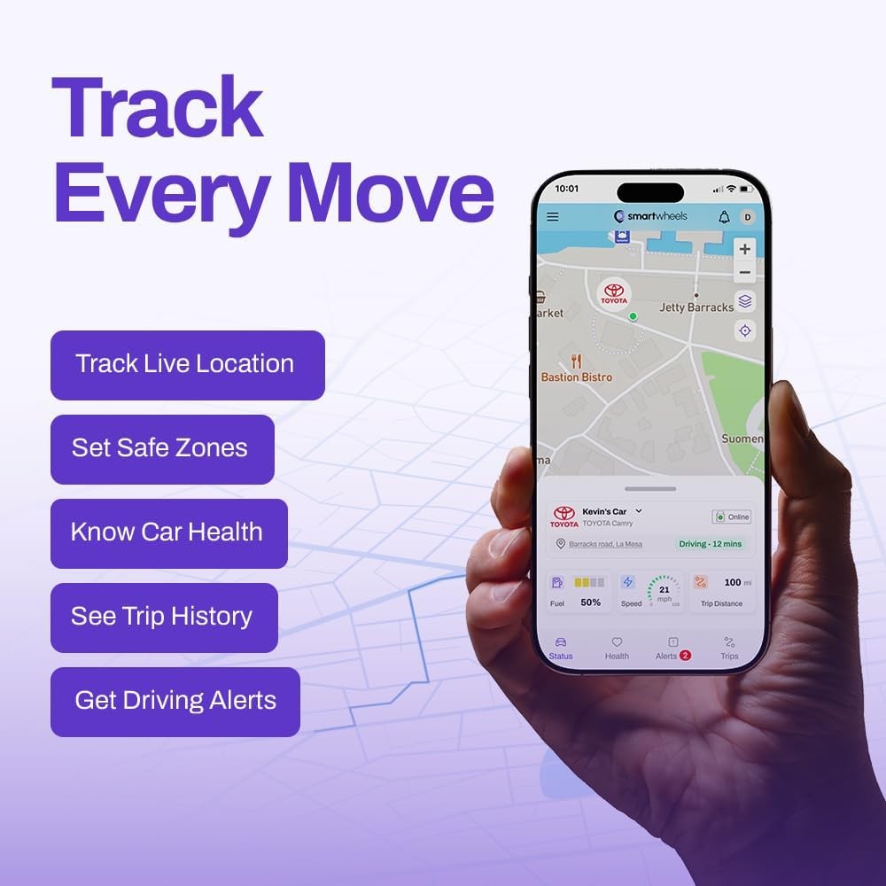 SmartWheels GPS Tracker for Vehicles - Real Time Location Tracking, Route...