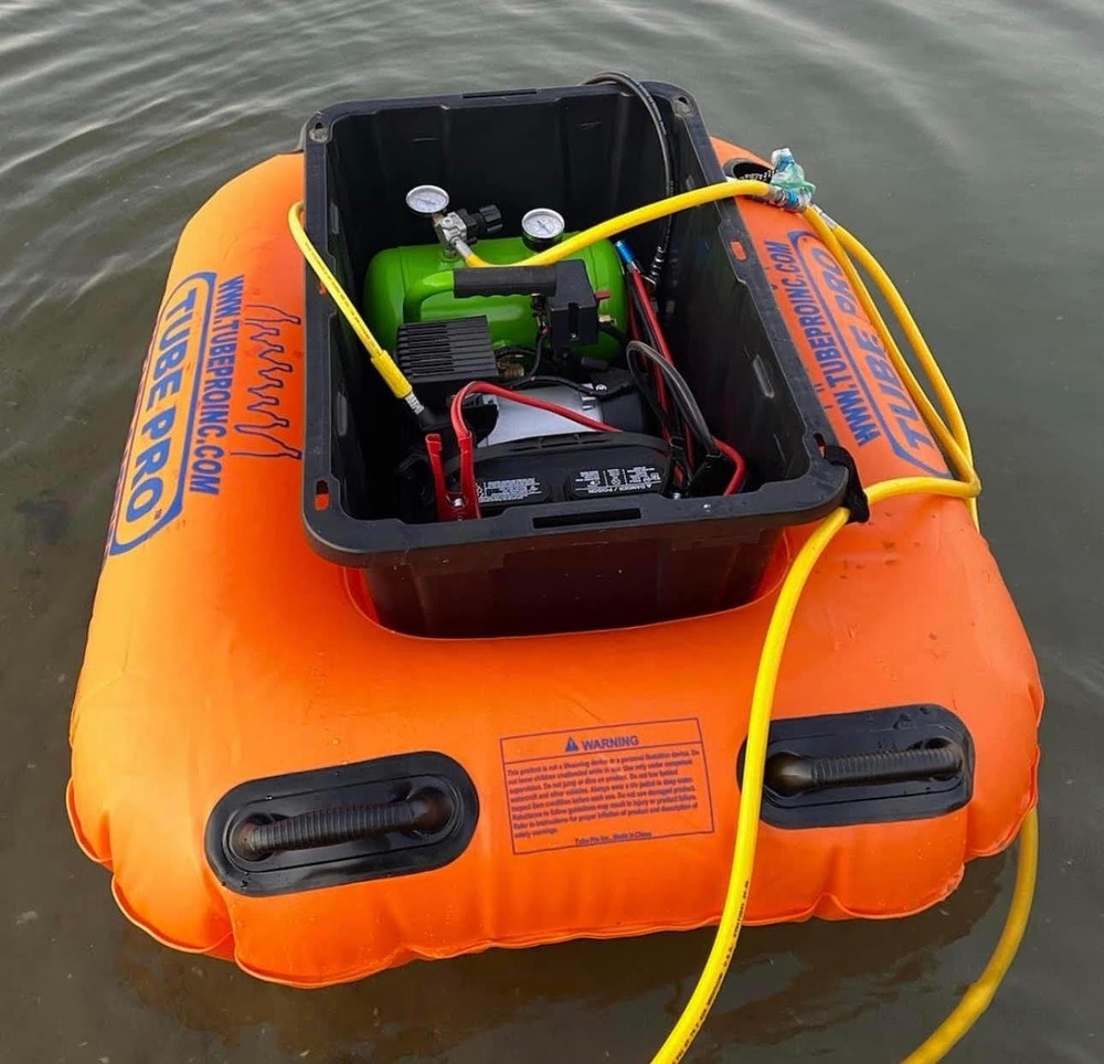 Hookah Diving Dive Float raft with protective bottom blue cover