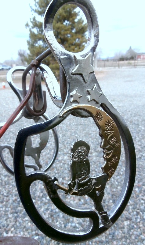 Cowgirl Man in Moon Moon Stars Horse Bit Silver & Brass