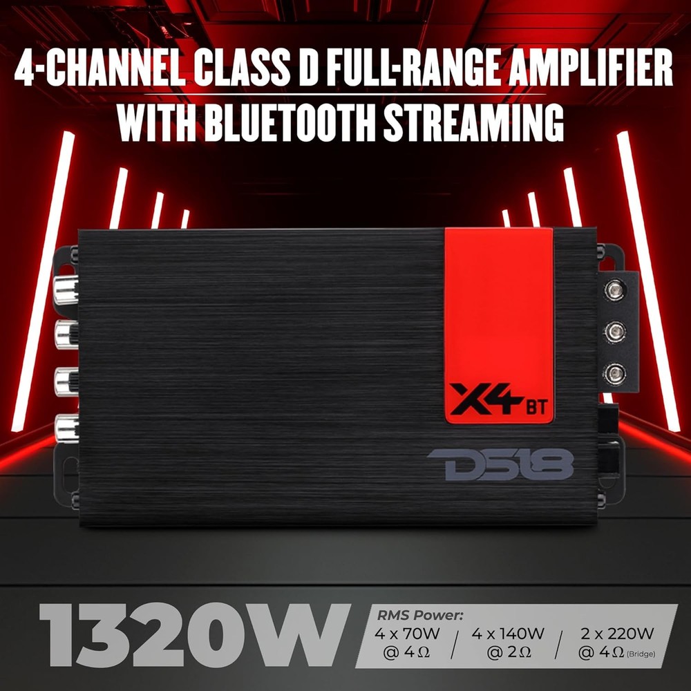 DS18 4-Channel Ultra Compact Full-Range Amplifier with Bluetooth Connectivity