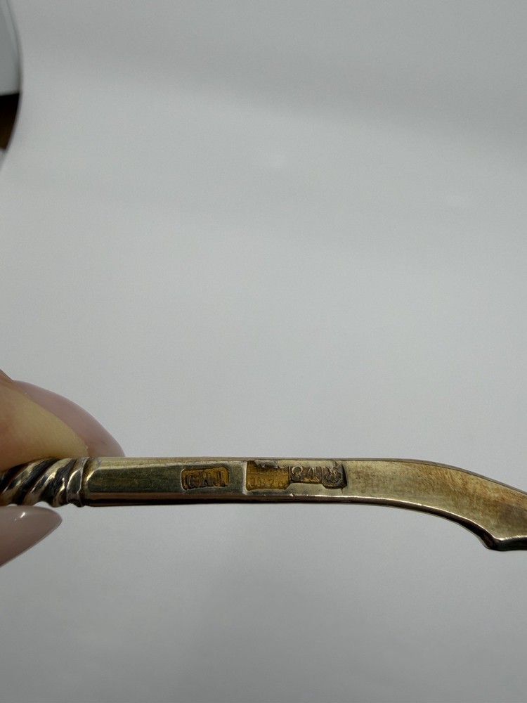 Russian Silver Engraved Spoon 84 Silver With Twisted Handle