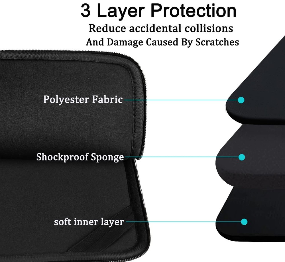 Laptop Sleeve case 14 inch, Protective Soft Padded Computer 14 Black