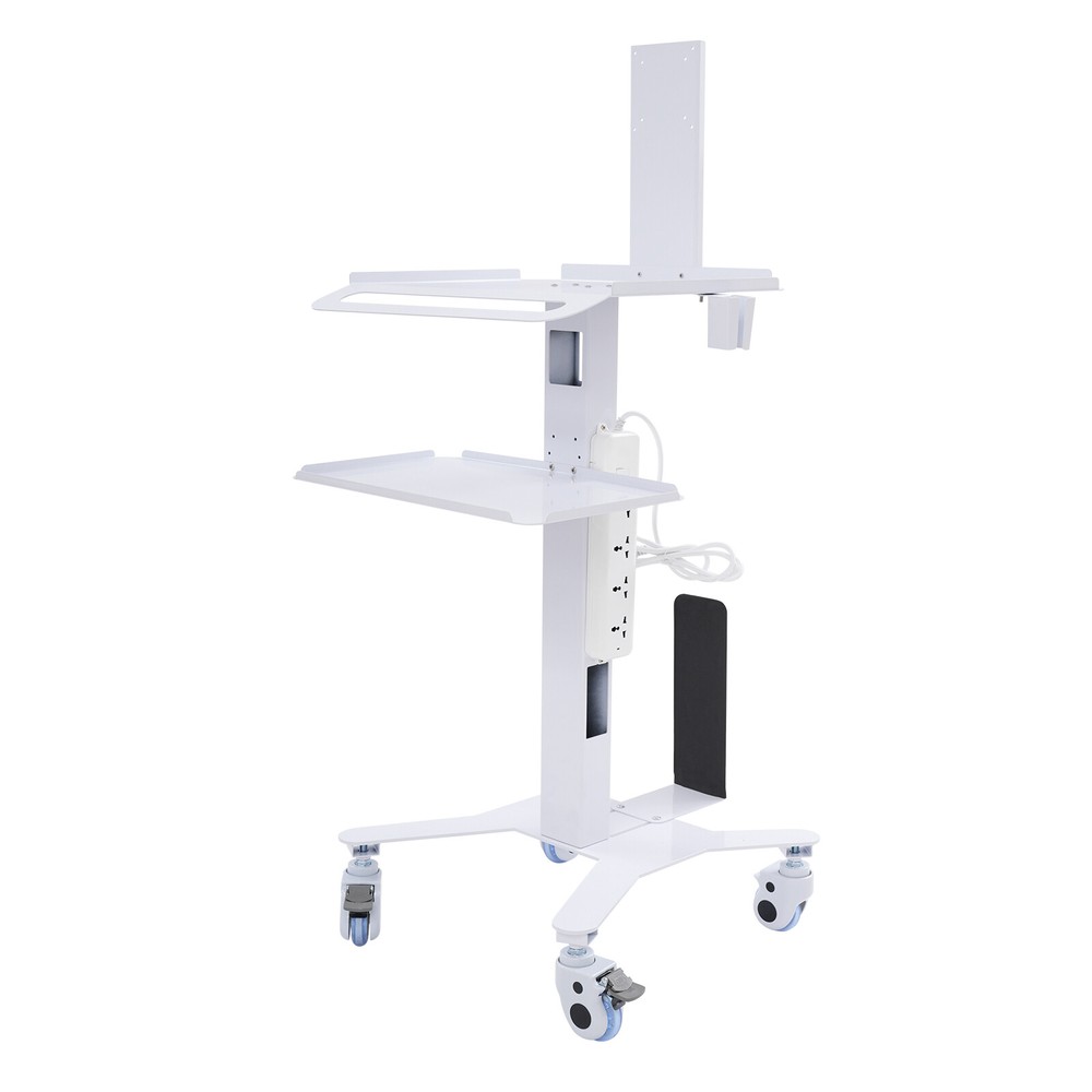 3 Tiers Height Adjustable Rolling Computer Mobile Cart Standing Workstation