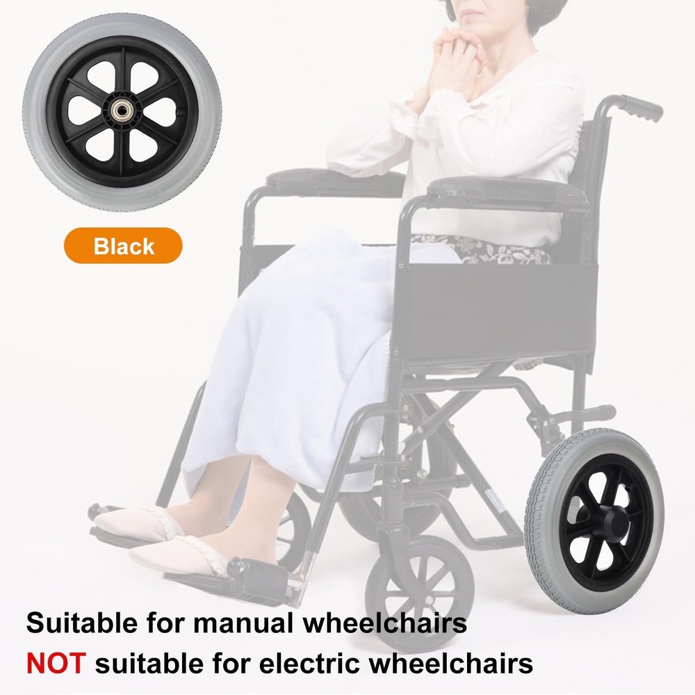 2-pack 12 Inch Solid Tire Construction Premium Plastic Spoked Wheel (grey), 1...