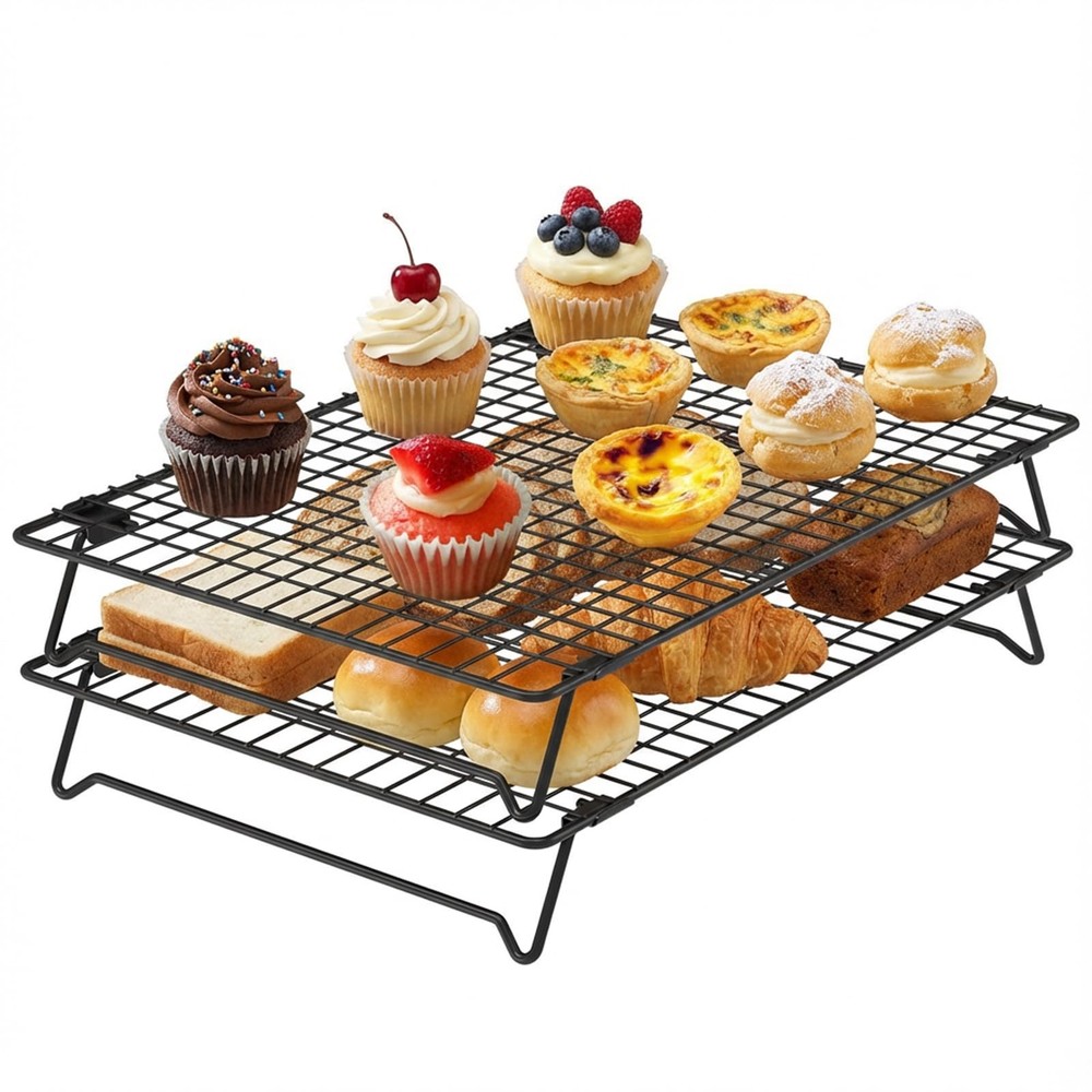13.4" × 9.4" Stackable Cupcakes Cooling Racks – 2-Pack Nonstick Carbon Steel ...