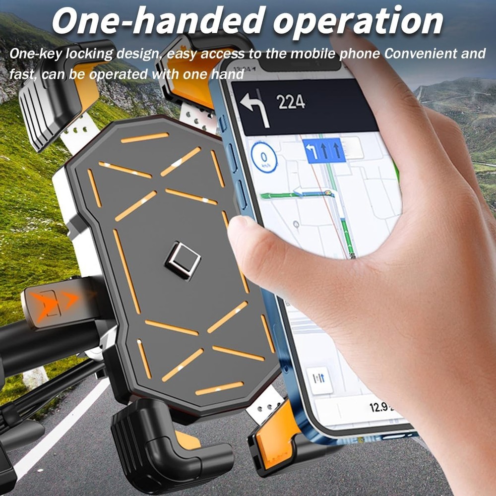 AUCELI Motorcycle & E-Scooter Phone Mount 360° Rotatable Quick Release Clip