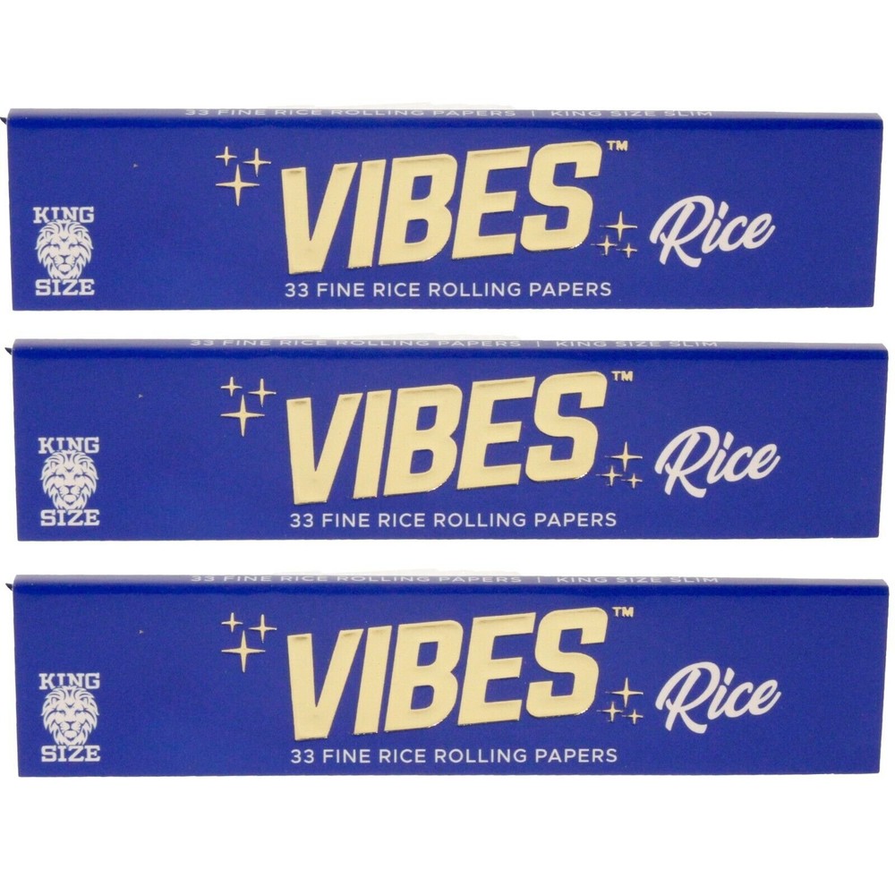 Vibes King Size Rice Rolling Papers Bundle - 3 Packs - 99 Papers