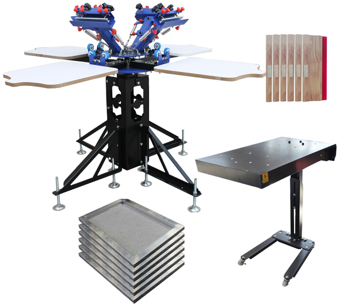4-4 Screen Printing Machine & Flash Dryer Screen Frame Squeegee Start Package