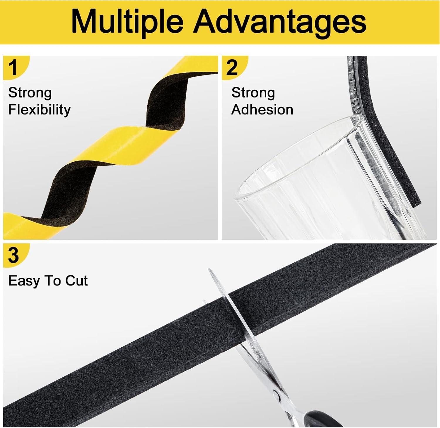 Weather Stripping Door Seal Strip,Black Weatherproof Foam Tape Insulation for