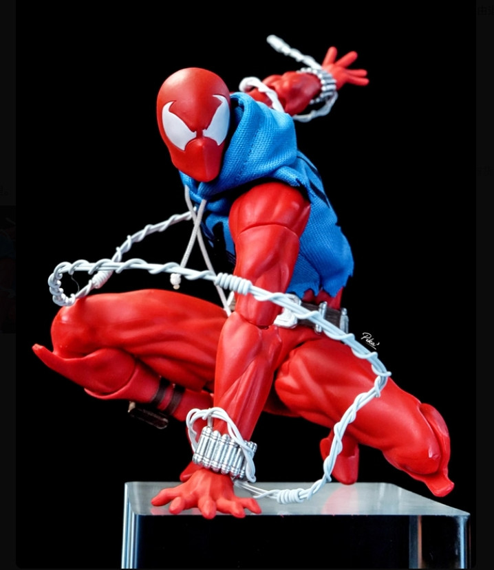 In Stock Mess Toys Spider-Man Scarlet Hero Blue Cloth Battle Suit Action Figure