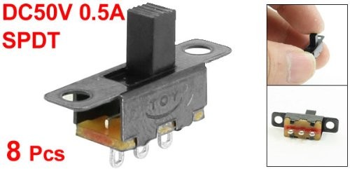 uxcell 8 Pcs 2 Position SPDT 1P2T Panel Mount Vertical Slide Switch 3 Silver