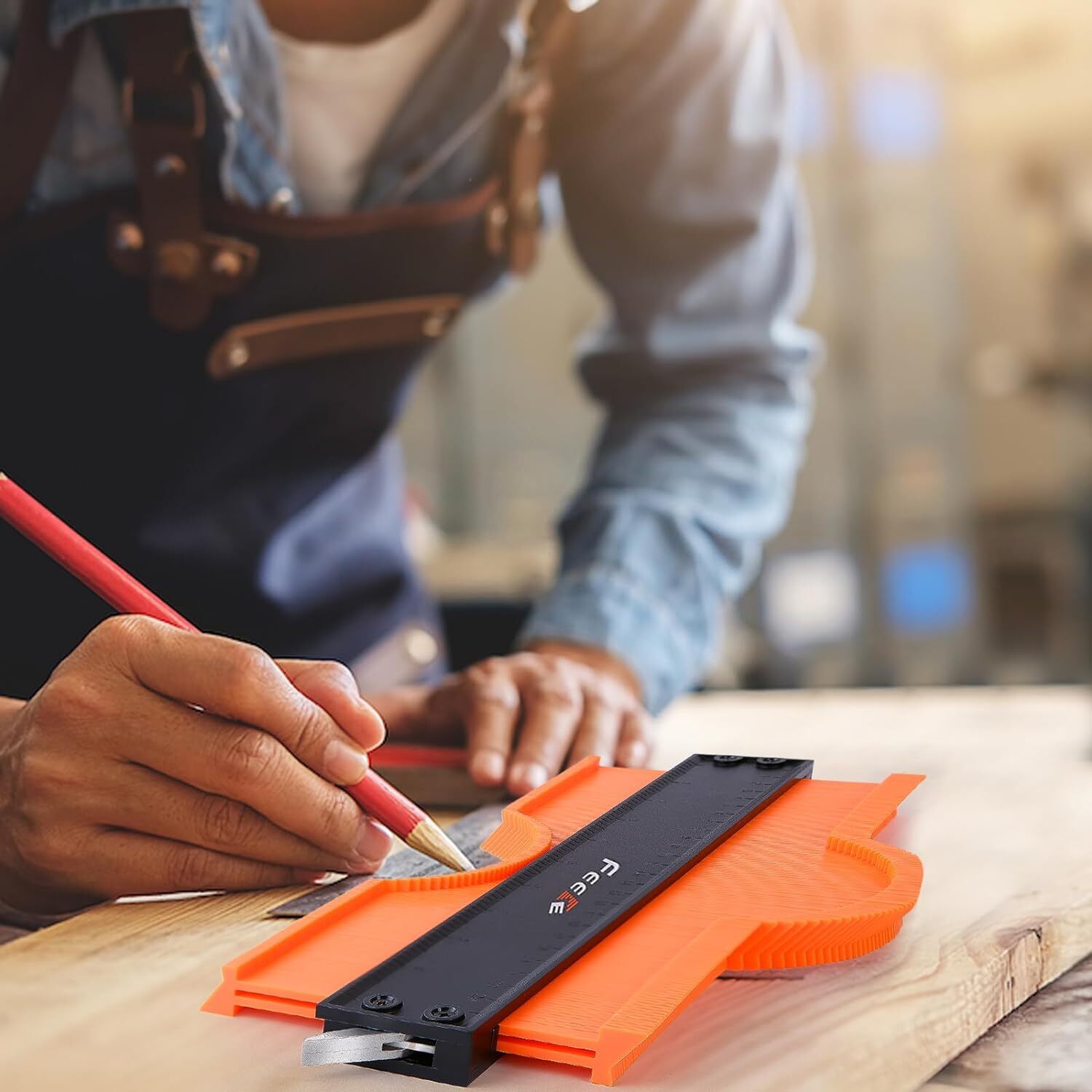 12" Contour Gauge w/ Lock Profile Tool,Super Contour Duplicator Woodworking Tool