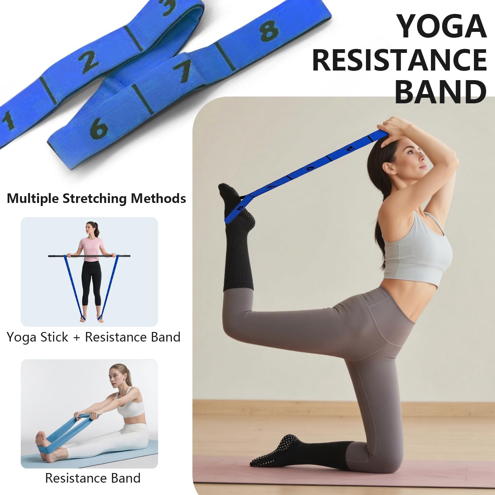 Yoga Stick, mobility stick，5-foot exercise stick, 3-in-1 stretching stick kit...