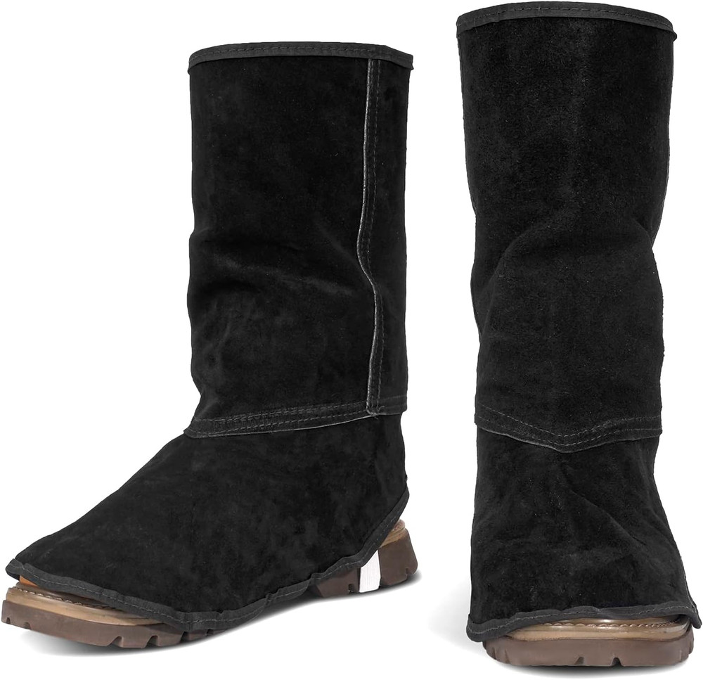 Leather Welding Spats - Flame Resistant Adjustable Boot Protectors