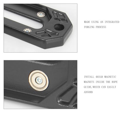 40CR Steel Hawse Fairlead with Magnetic Mount & Tow Hook - 20,000LBS Black