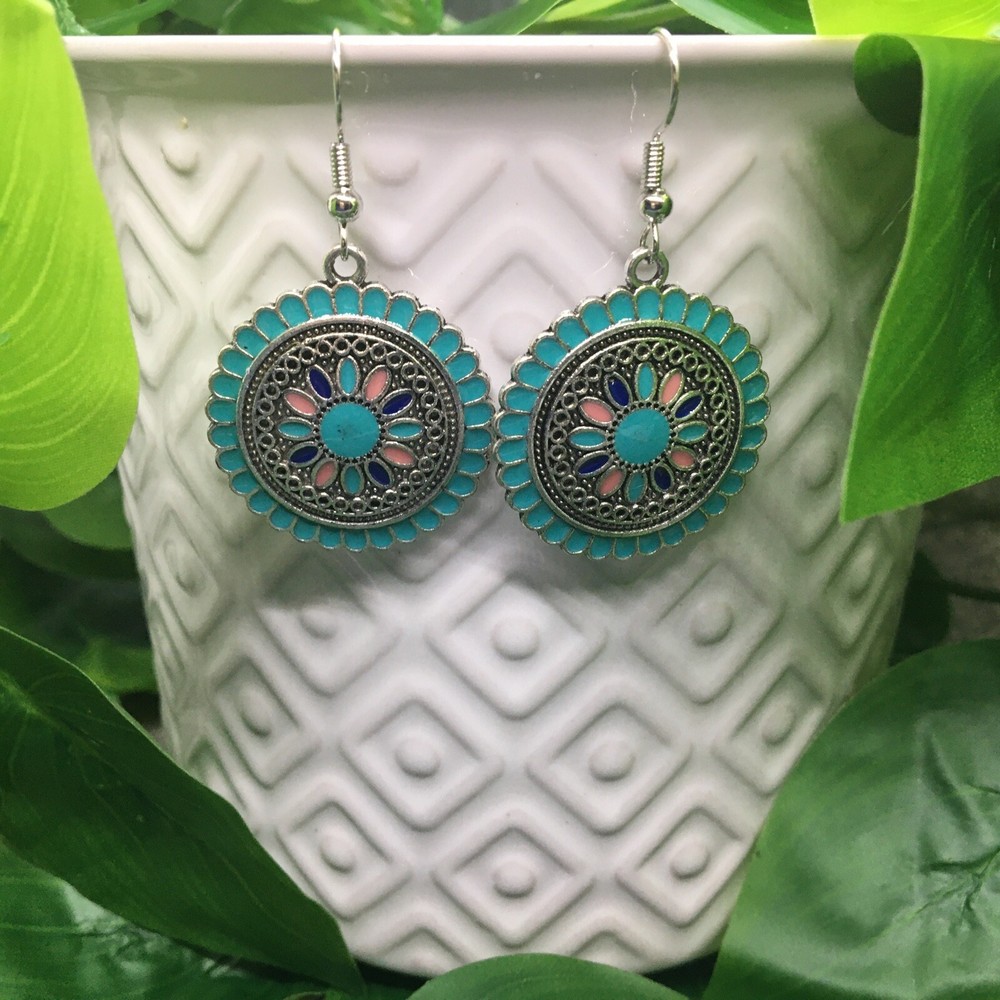 2” Silver-tone Earring Set Boho Retro Drop Dangle Hook New Free Ship 4848