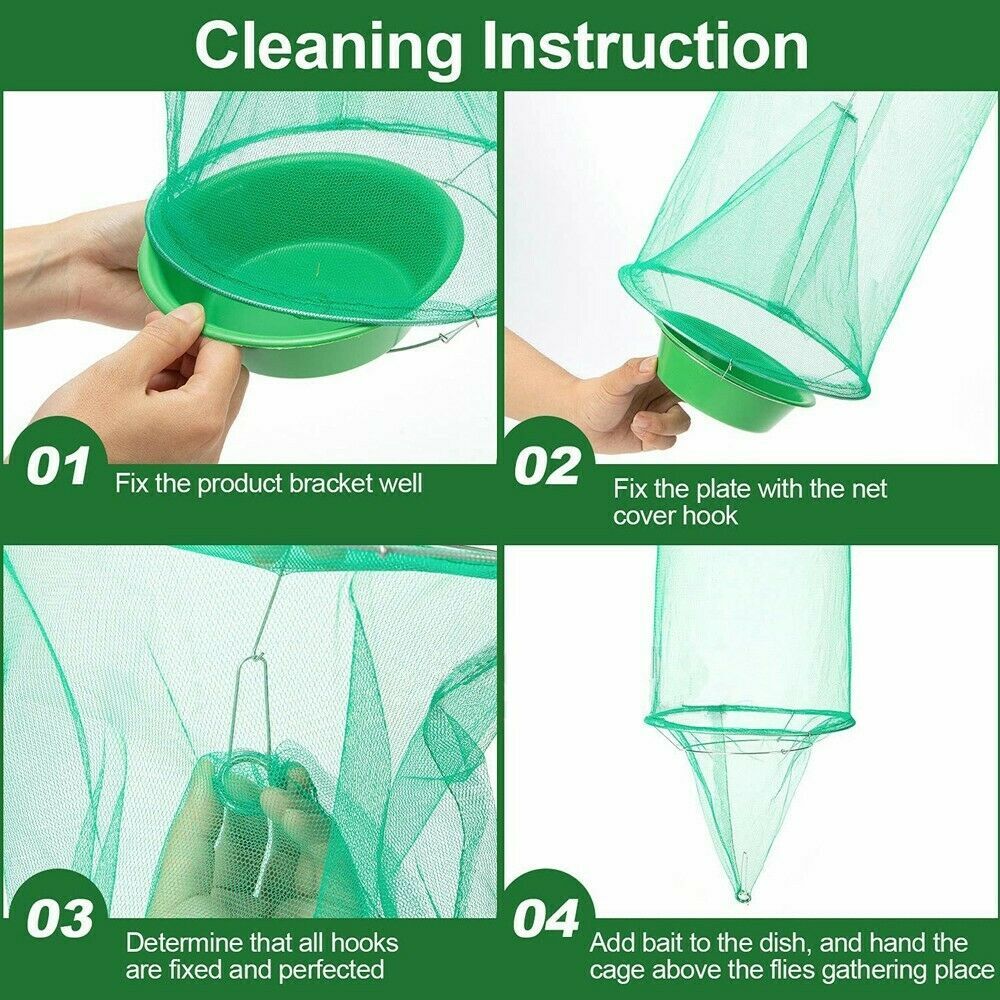 Ranch Fly Trapping Bag Reusable Catcher Killer Cage Net Pest Bug Hanging Catch