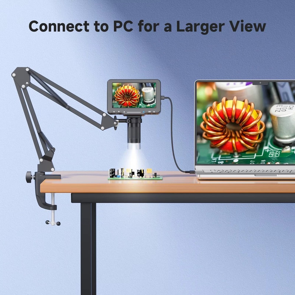 Flex Digital Microscope with 5Inch IPS Screen Soldering Microscope with Flexible