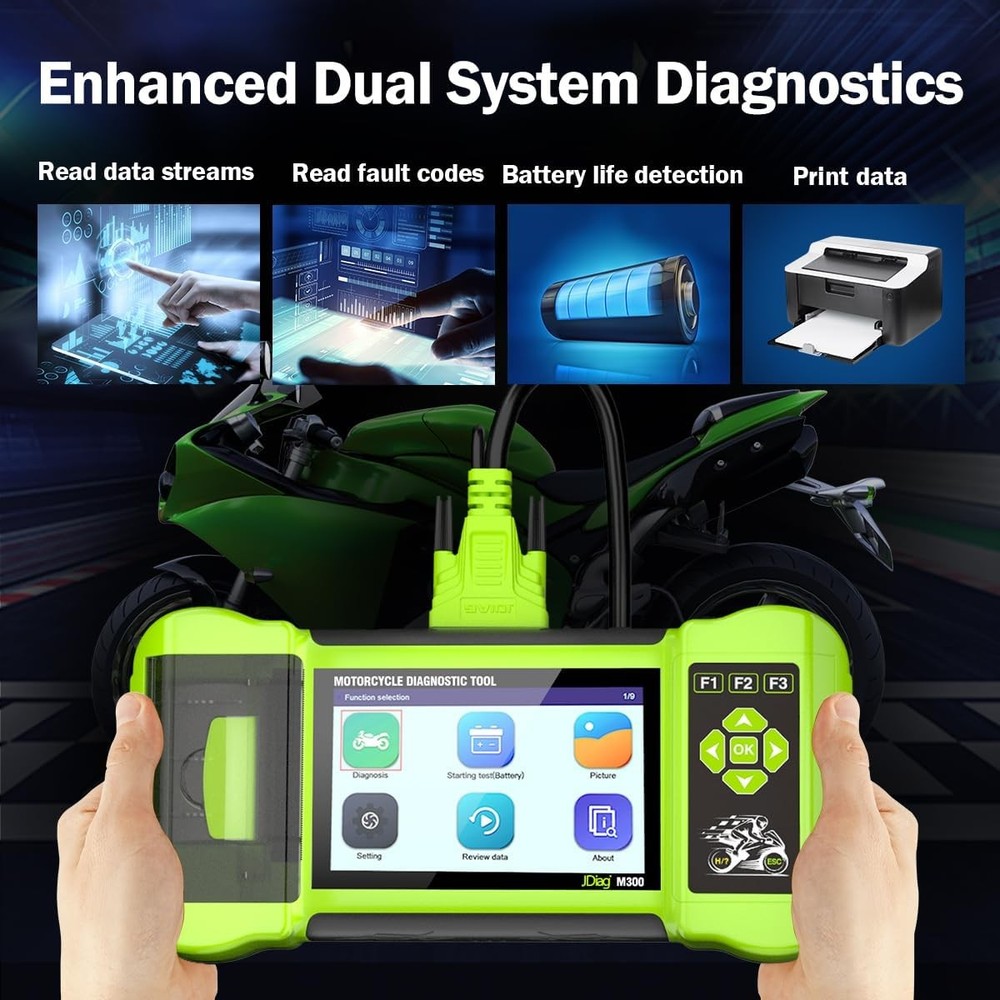 JDiag M300 Motorcycle Scanner OBD2 All System Diagnostic Tool Fault Code Reader