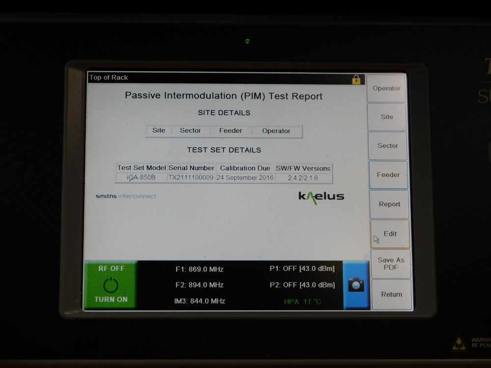 KAELUS IQA-850F1V2 Portable Passive Intermodulation Analyzer, 850MHz
