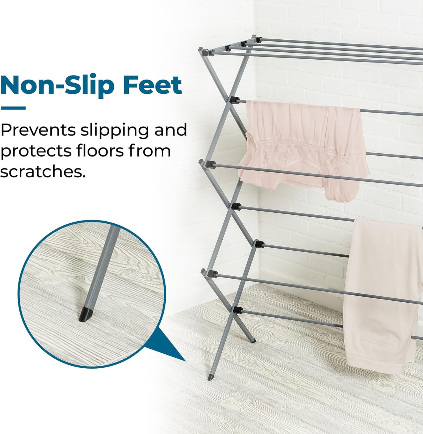 PEILUX Collapsible Laundry Drying Rack, Sturdy Steel, 50lb Capacity, Grey