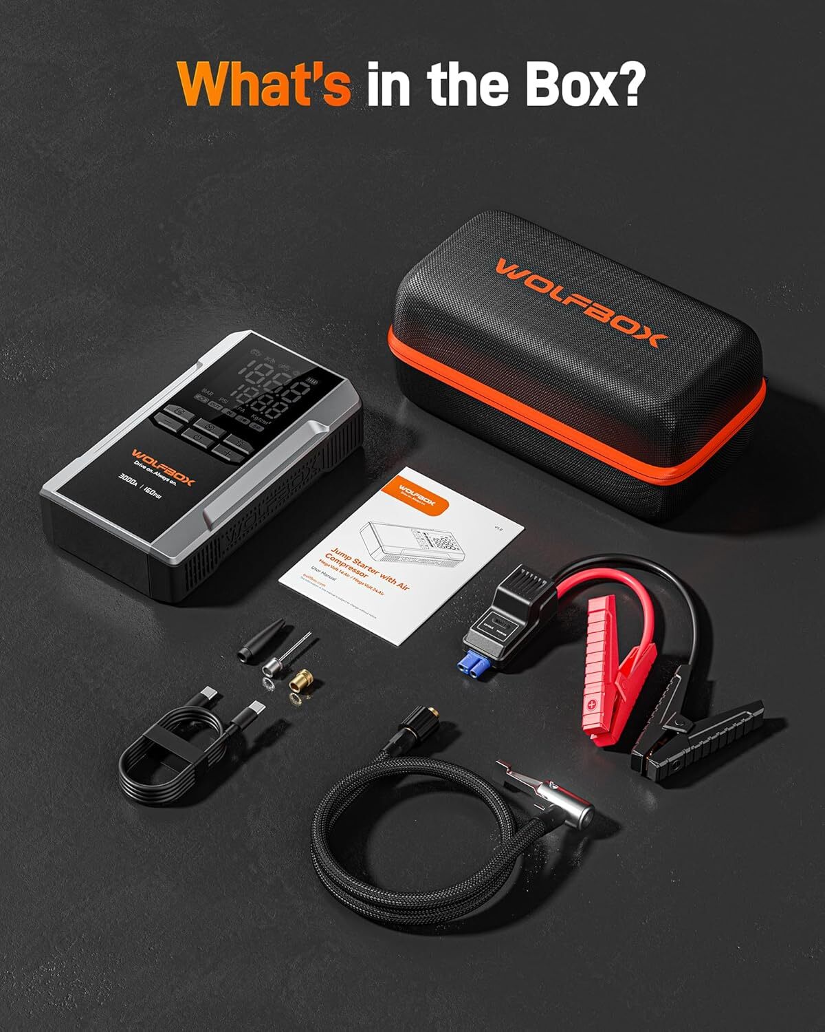 WOLFBOX Jump Starter with Air Compressor, 4000A Portable Car Battery Booster