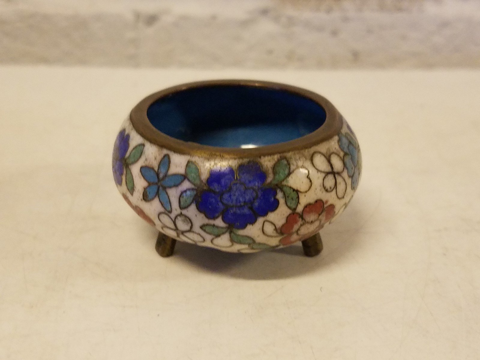 Antique Chinese Cloisonne Miniature Floral Decorated Incense Burner Censer