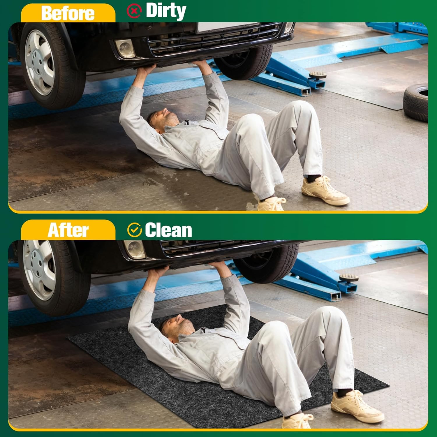 Garage Floor Mat 36" X 29" - Oil Spill Mat for under Car Driveway Oil Drip Pad w