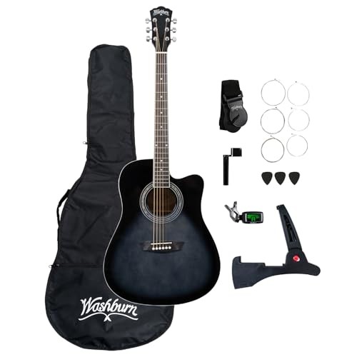 Washburn WA90CE Acoustic-Electric Guitar Kit – Dreadnought Cutaway, Built-In