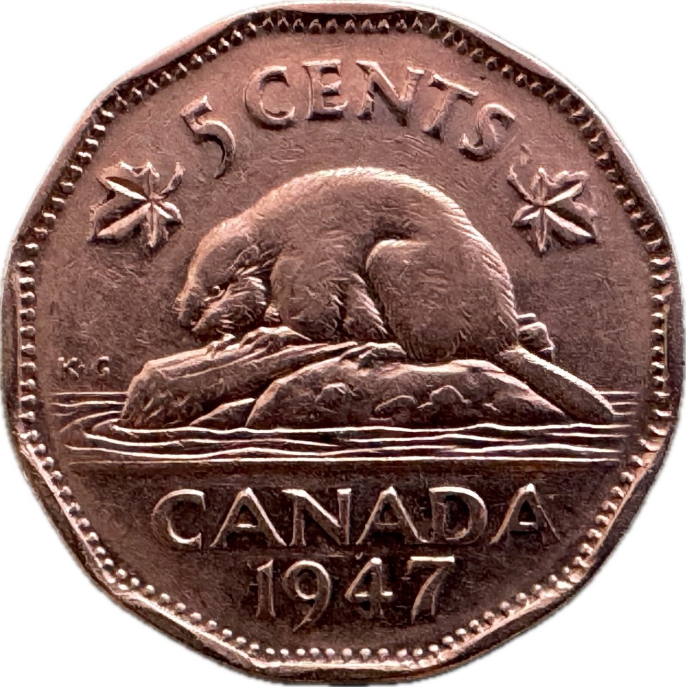 1947 Canada 5 Cents Dot - VF