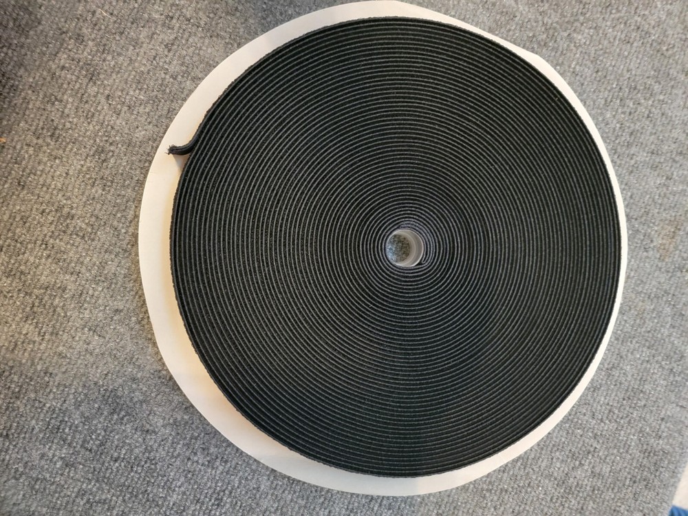 1" X 27.5 Yd Woven Elastic LOOP Sew ON BLACK Tape Hook & Loop  LOOP SIDE ONLY
