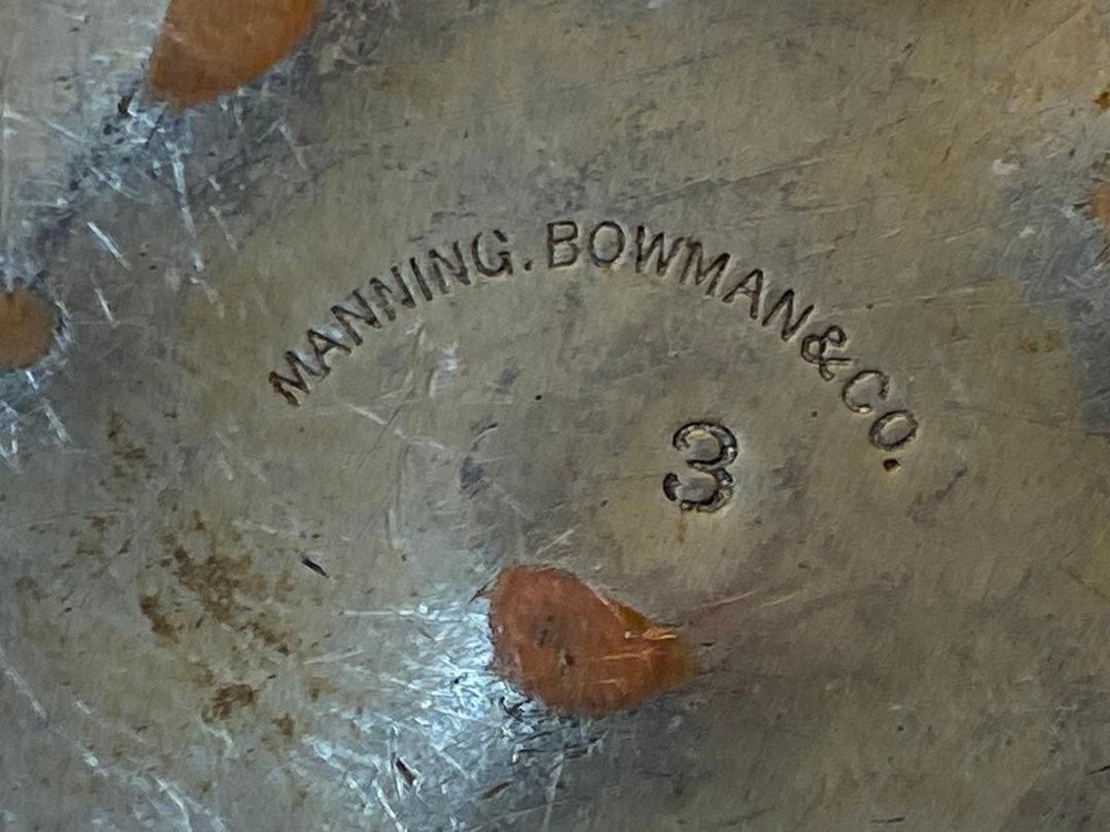 ANTIQUE MANNING BOWMAN & CO. #3 COFFEE/TEA POT ?PEWTER?