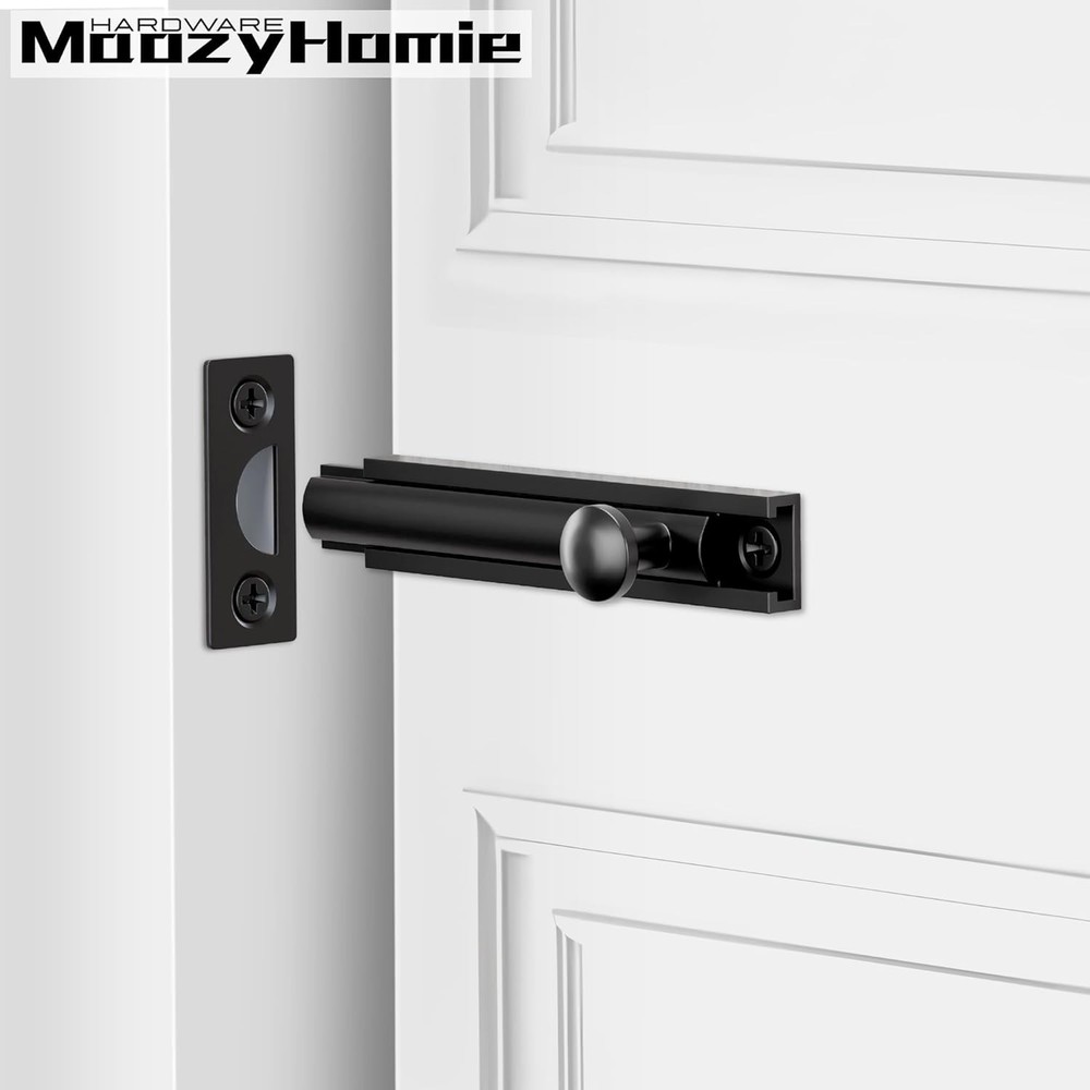 3 Inch Solid Brass Surface Bolt, Heavy Duty 3 Inch, Matte Black-1 Pack