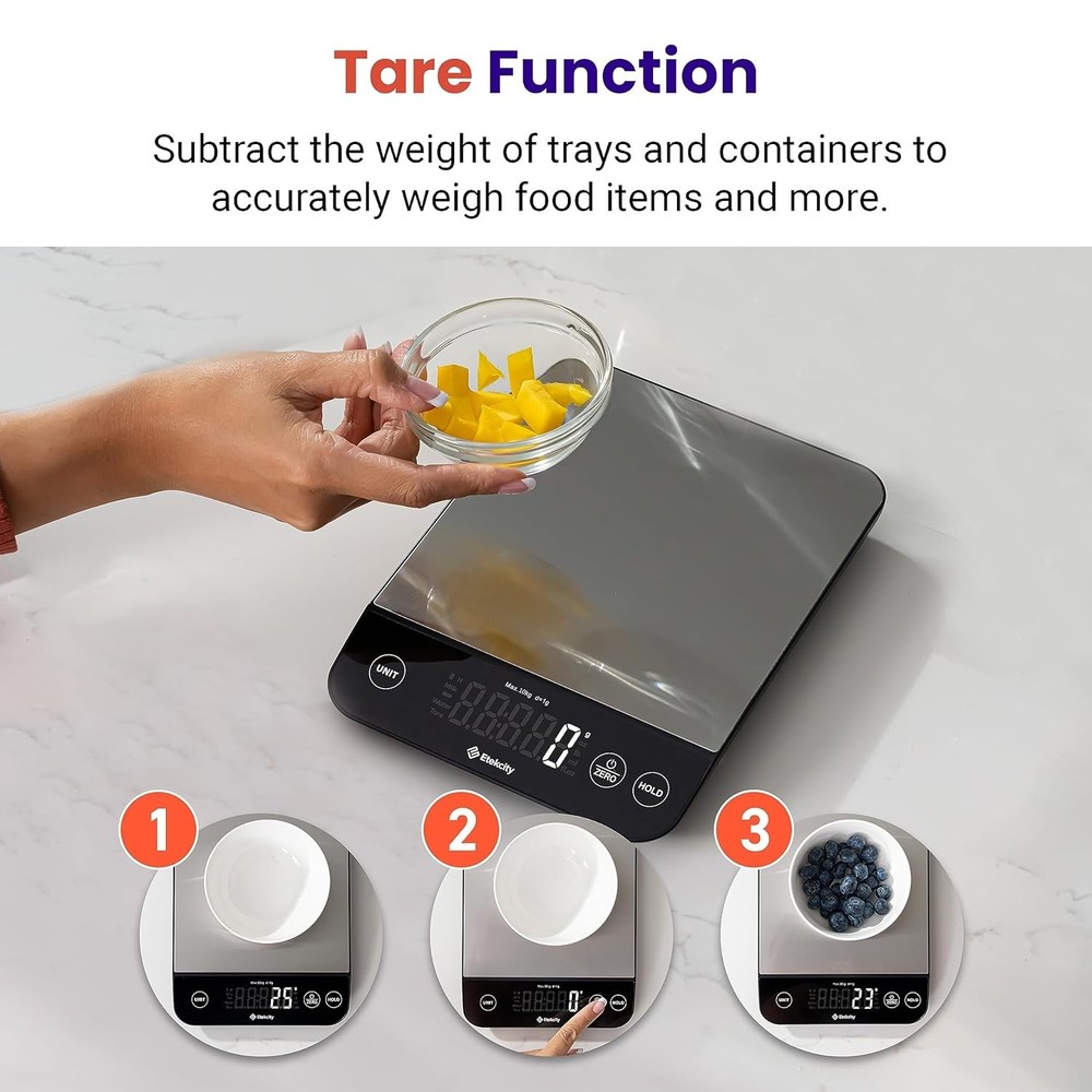 22lb Digital Kitchen Scale, Waterproof, Rechargeable