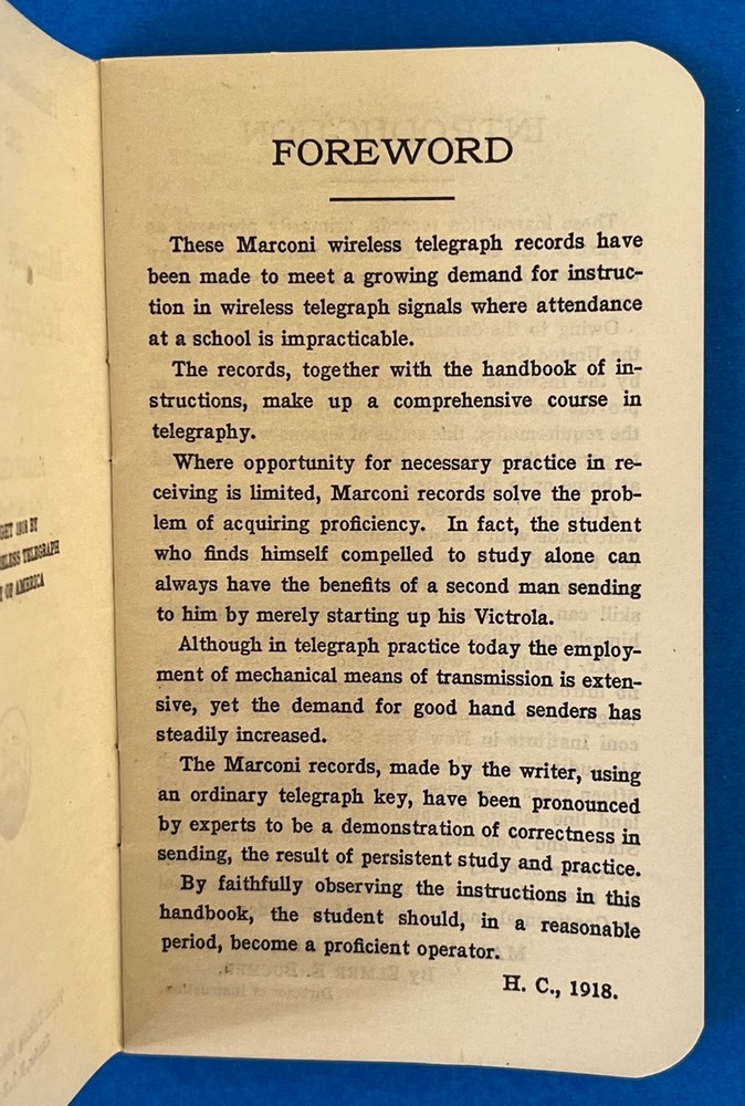Victor Talking Machine Records Marconi Wireless Telegraphy Course Morse Code RCA