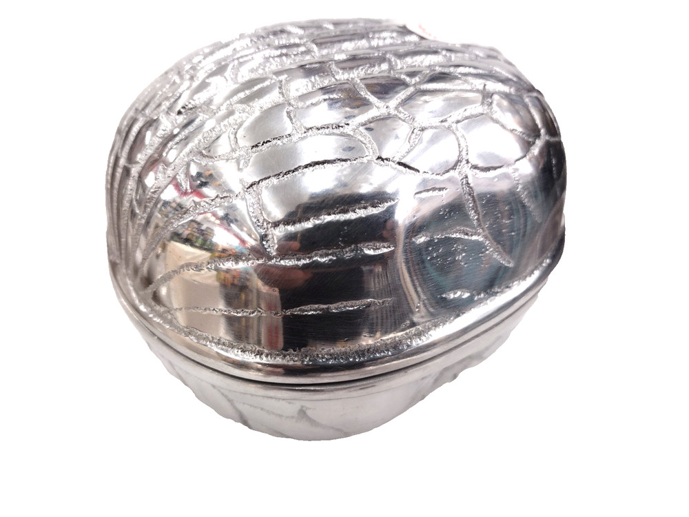 Godinger Silver Art Co Walnut Nut Candy Dish Covered Metal 4.55"W x 3.75"H
