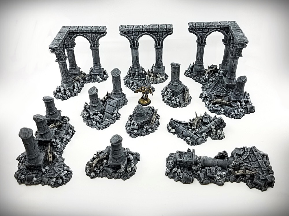 Ruined Columns - Grimdark- Deluxe Bundle (Large)- Tabletop Wargaming RPG terrain