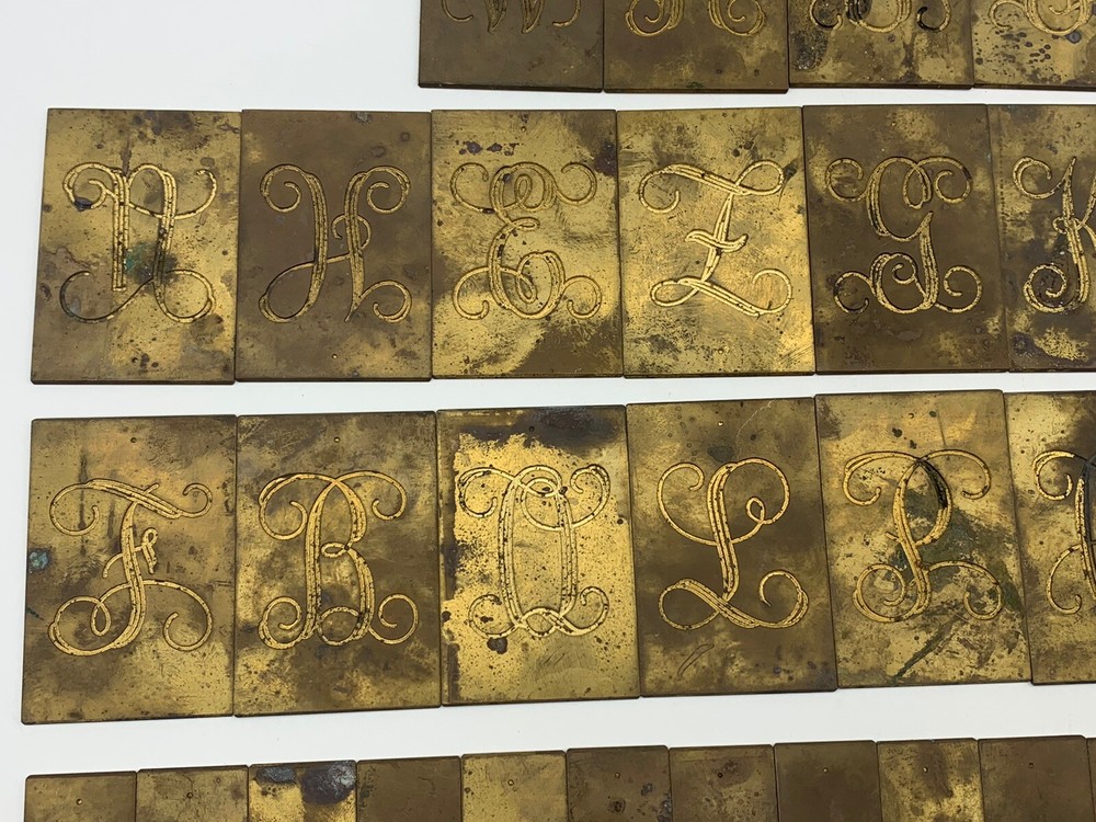 VTG Brass Engraving Plates Lot Various Sizes & Scripts 185 PCs. Unbranded Olde