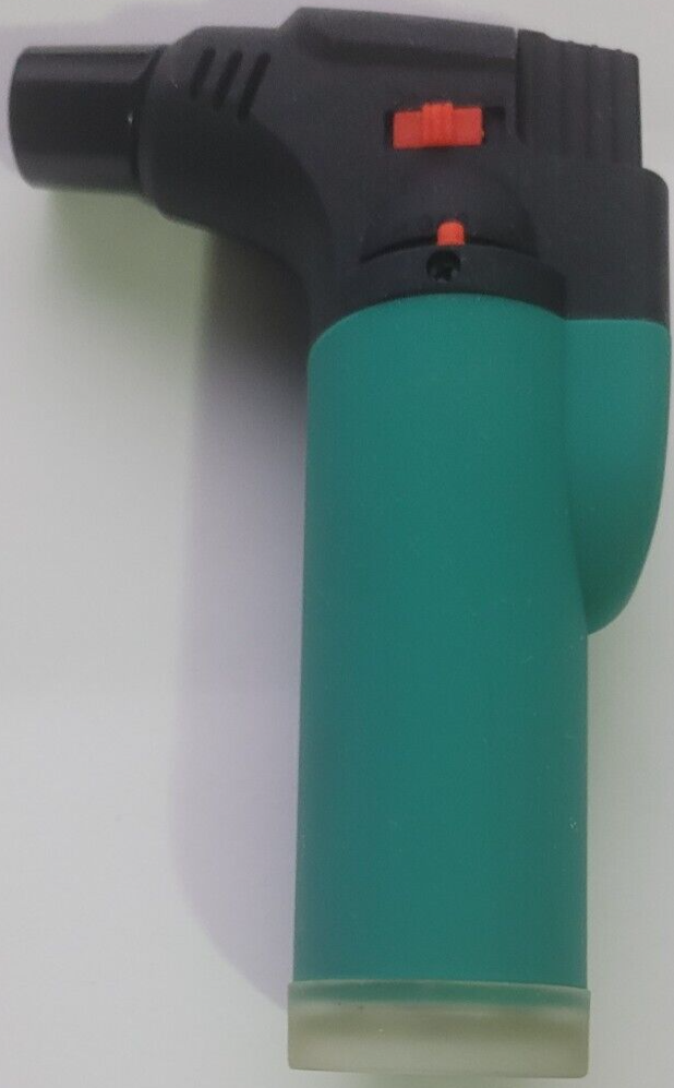 Torch Refillable Windproof Jet Lighter Color Dark Green Size 4 inches