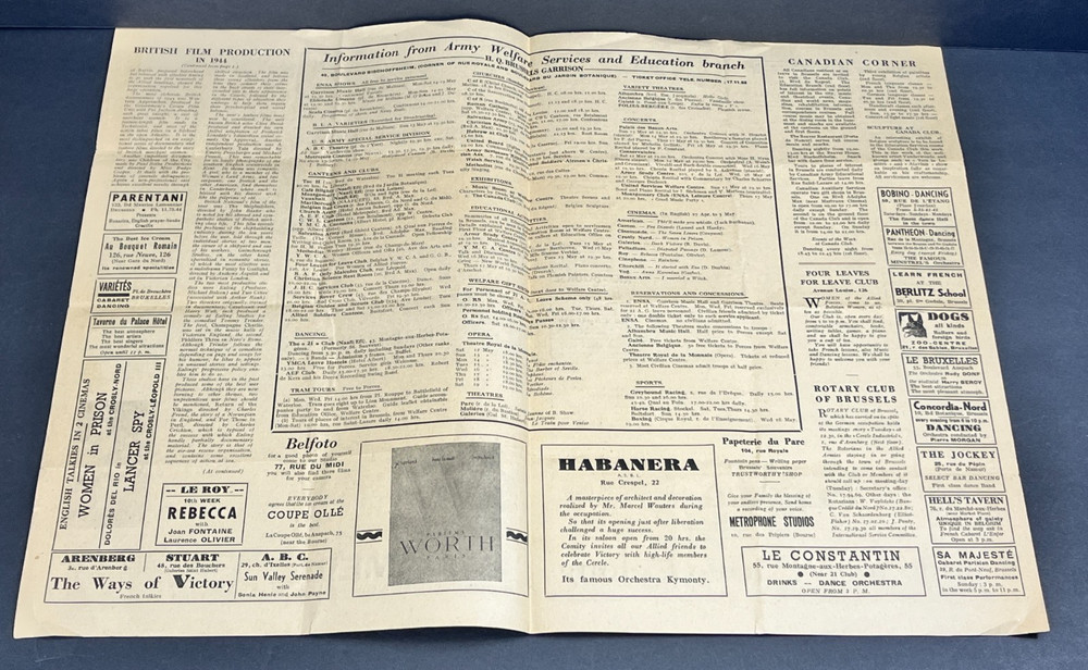 WWII Brussels Belgium L'Eventail US Army Serviceman Program Opera Theater WW2