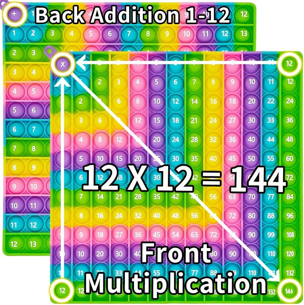 12x12 Math Pop Board for Kids - Interactive Multiplication Table Chart with...