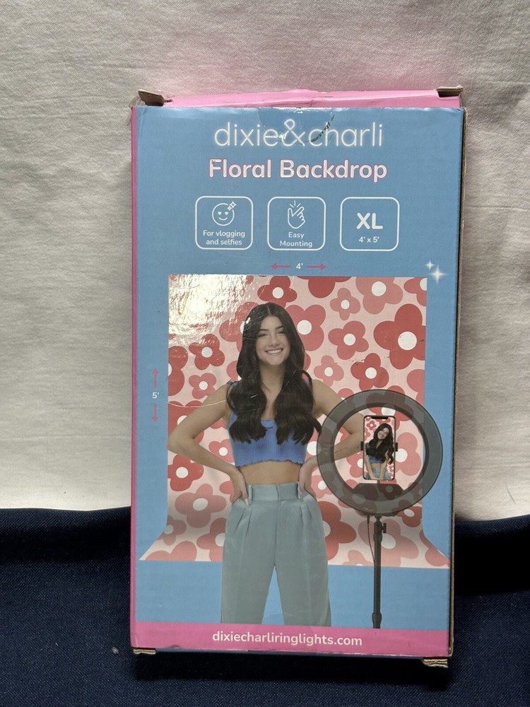 Dixie & Charli 4×5 Floral Backdrop Pinks New Sealed