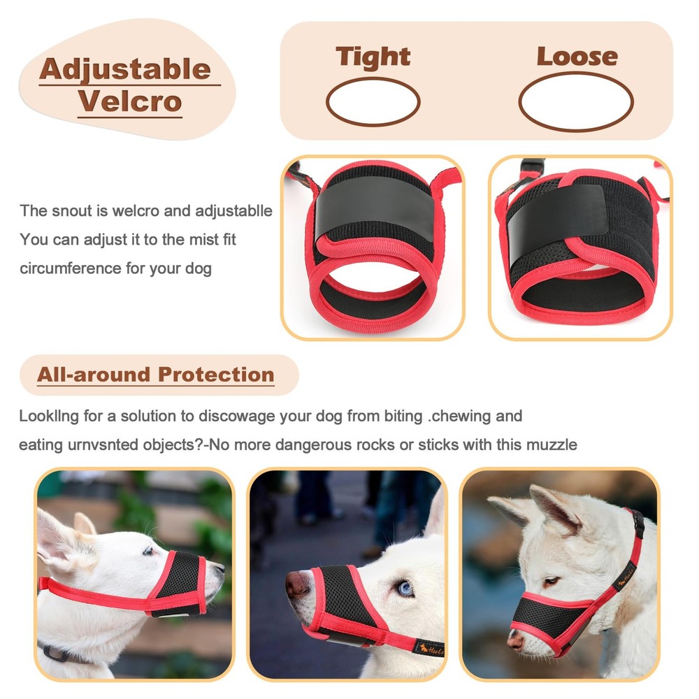 Dog Muzzle Nylon Soft Muzzle Anti-Biting Barking SecureMesh Breathable Pets M...
