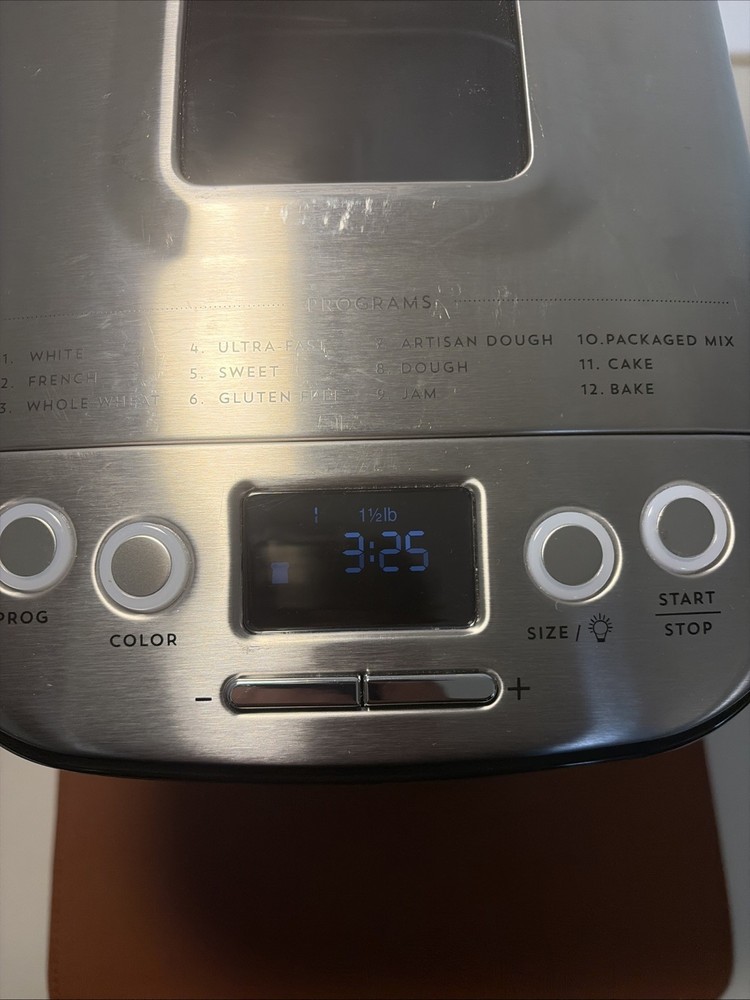 Cuisinart CBK-110 Bread Machine Stainless Steel 1.5lb 12 Programs LCD Timer